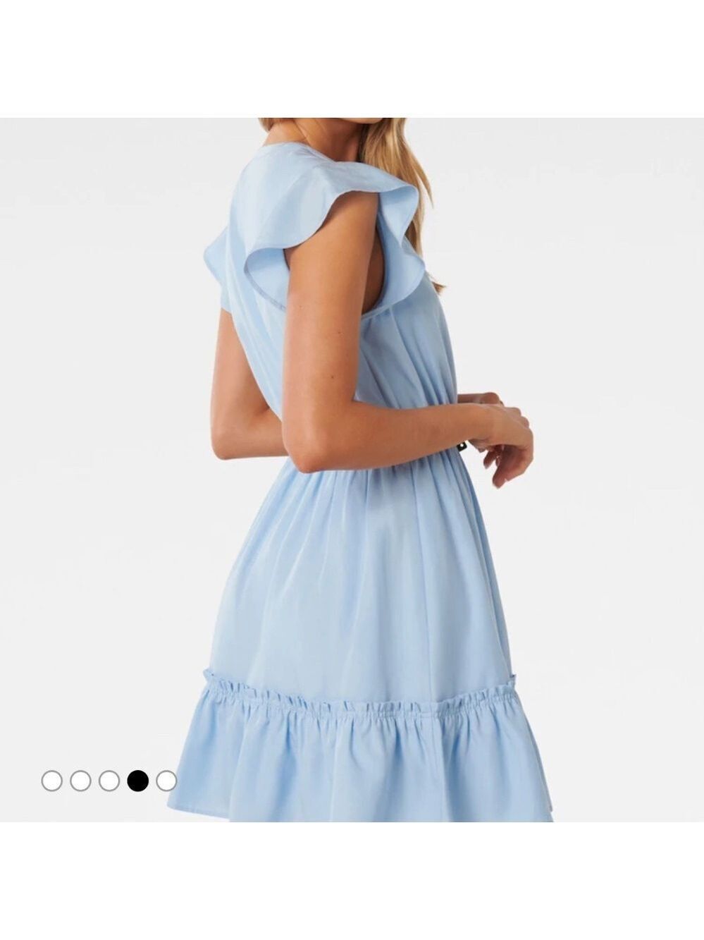 Ever New Melbourne Rahnee Frill Sky Blue Flutter Sleeve Mini Dress SZ 10